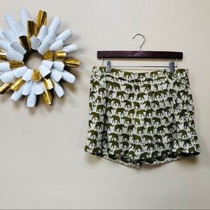 Anthropologie Elephant Print High-Waist Shorts